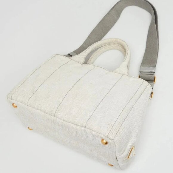 Prada Grey Canapa Canvas Small Tote Bag BG439 - Picture 3 of 12